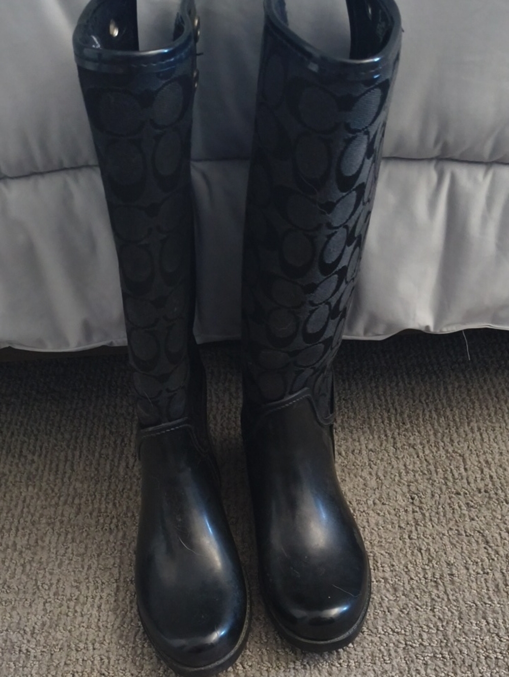 Coach Black Signature Over-the-Knee Rain Boots
